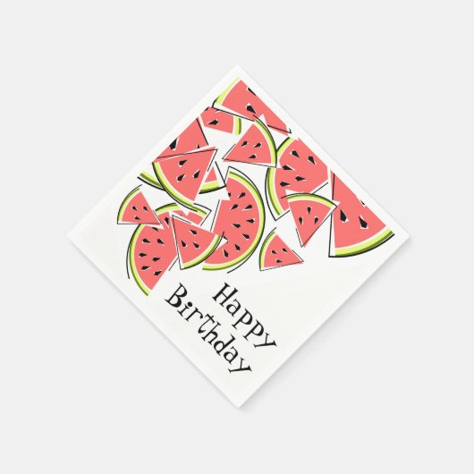 Watermelon Happy Birthday Napkins Papier Serviette (Ecke)