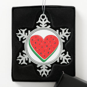 Watermelon Herzlich Willkommen am Valentinstag Schneeflocken Zinn-Ornament