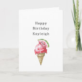 Watermelon Ice Cream Cone Birthday Karte (Vorderseite)