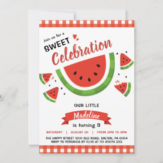 Watermelon Invitation for Birthday Party Fruit Einladung
