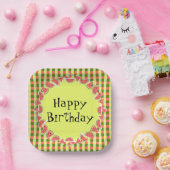 Watermelon Karo Birthday Square Pappteller (Party)
