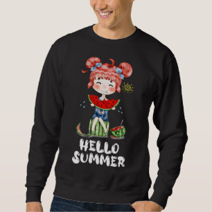 Watermelon Kawaii Anime Girl Hallo Sommer Früchte Sweatshirt