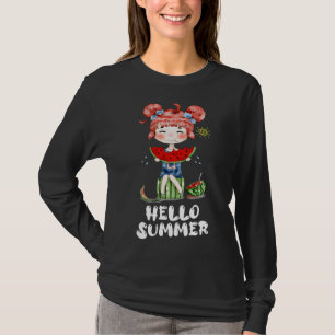 Watermelon Kawaii Anime Girl Hallo Sommer Früchte T-Shirt