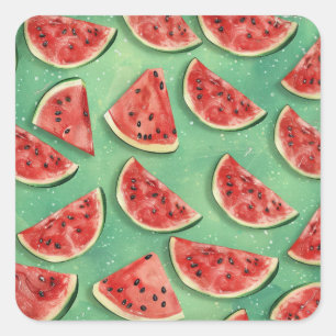 Watermelon Kindergeburtstag Party Quadratischer Aufkleber