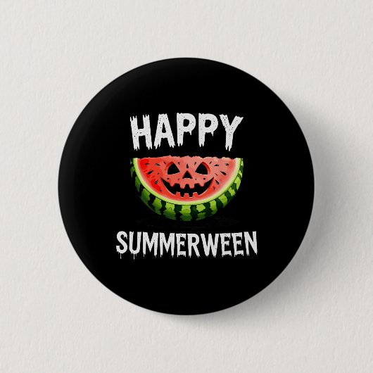 Watermelon Kürbislaterne Summer Halloween Happy S Button (Vorderseite)