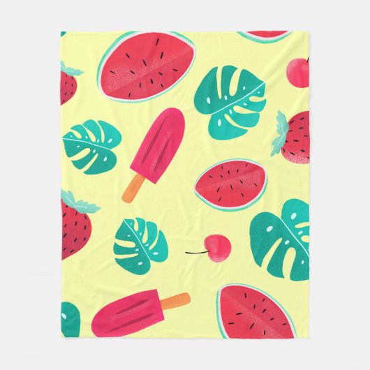 Watermelon leaves strawberry fleecedecke (Vorderseite)