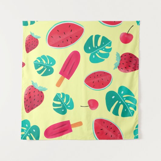 Watermelon leaves strawberry wandteppich (Vorderseite)