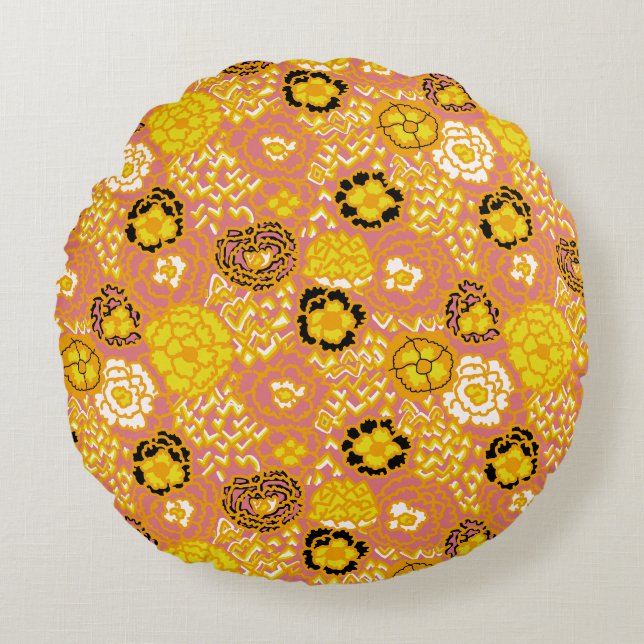 Watermelon Lemon Gold Rundes Kissen (Vorderseite)