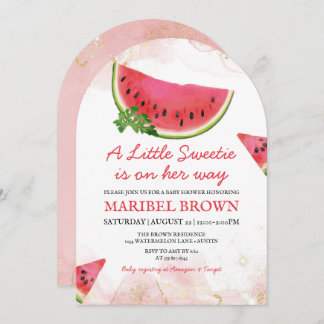 Watermelon Little Sweetie Baby Shower Pink Einladung