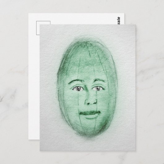 Watermelon Man Postcard - Weiße Kunst Postkarte (Vorne/Hinten)