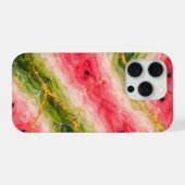 Watermelon Marble with Gold Veining iPhone Hülle (Rückseite (Horizontal))