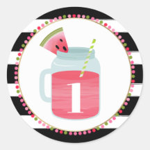 Watermelon Mason Jar Drink Black + White Birthday