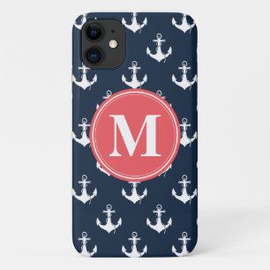 Watermelon Mit Monogramm Navy Blue Anchor Muster Case-Mate iPhone Hülle