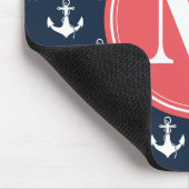 Watermelon Mit Monogramm Navy Blue Anchor Muster Mousepad (Ecke)