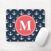 Watermelon Mit Monogramm Navy Blue Anchor Muster Mousepad (Mit Mouse)