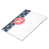 Watermelon Mit Monogramm Navy Blue Anchor Muster Notizblock (angewinkelt)