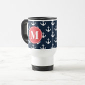 Watermelon Mit Monogramm Navy Blue Anchor Muster Reisebecher (Vorderseite Links)