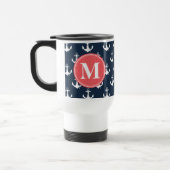 Watermelon Mit Monogramm Navy Blue Anchor Muster Reisebecher (Links)