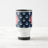 Watermelon Mit Monogramm Navy Blue Anchor Muster Reisebecher (Mittel)