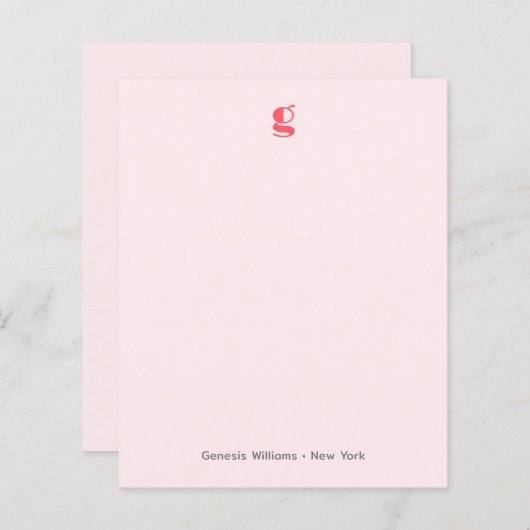 Watermelon Modern Monogram Name Budget Note Card (Vorne/Hinten)