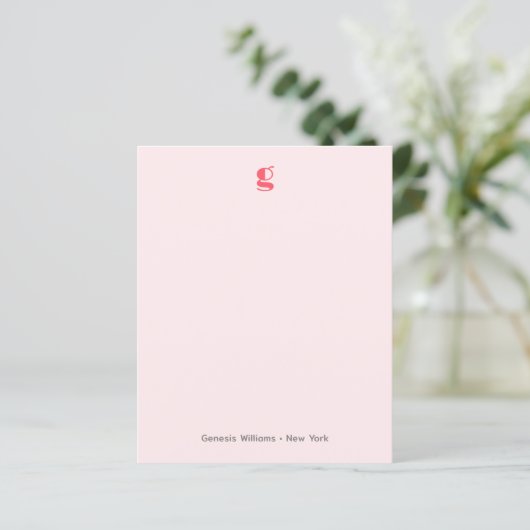 Watermelon Modern Monogram Name Budget Note Card (Stehend Vorderseite)