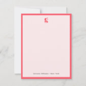 Watermelon Modern Monogram Name Classic Frame Note Mitteilungskarte (Vorderseite)