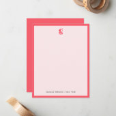 Watermelon Modern Monogram Name Classic Frame Note Mitteilungskarte (Vorderseite/Rückseite Beispiel)