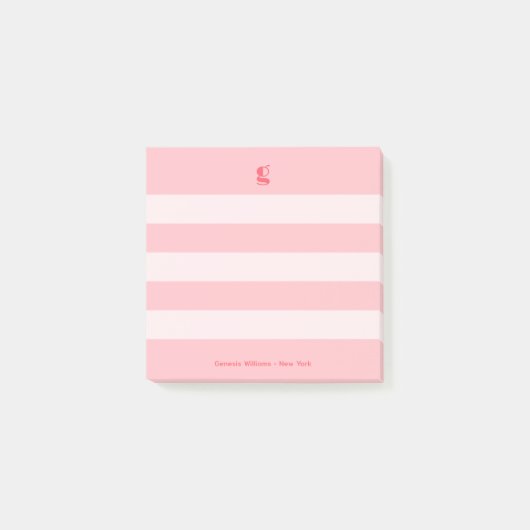 Watermelon Modern Monogram Name Groovy Striped Post-it Klebezettel (Vorderseite)