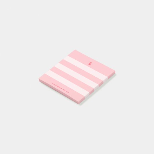 Watermelon Modern Monogram Name Groovy Striped Post-it Klebezettel (angewinkelt)