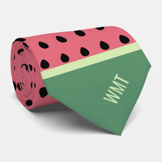 Watermelon Monogram Funny Fruit Slice Punkt Krawatte (Gerollt)