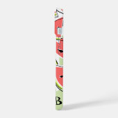 Watermelon 'Monogram' grüne iPhone Gehäuse vertika 15 Hülle (Linke Seite)