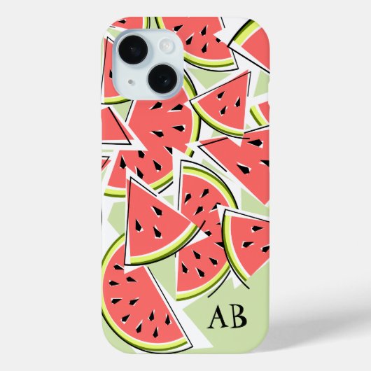 Watermelon 'Monogram' grüne iPhone Gehäuse vertika Case-Mate iPhone Hülle (Rückseite)