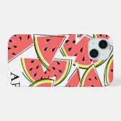 Watermelon 'Monogram' iPhone Gehäuse vertikal 15 Hülle (Rückseite (Horizontal))