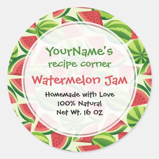 Watermelon Muster Klassischer Rundsticker Runder Aufkleber (Vorderseite)