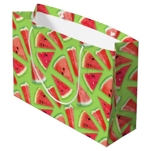 Watermelon-Muster Kreation 3 Große Geschenktüte (Rückseite Schrägansicht)