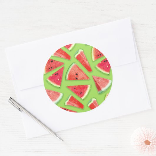 Watermelon-Muster Kreation 3 Runder Aufkleber (Umschlag)
