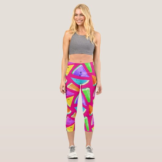 Watermelon-Muster-Kreation 9 Capri Leggings (Vorderseite)