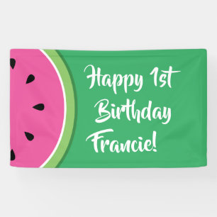 Watermelon Niedlich 1. Geburtstag Party Bannerdeko Banner