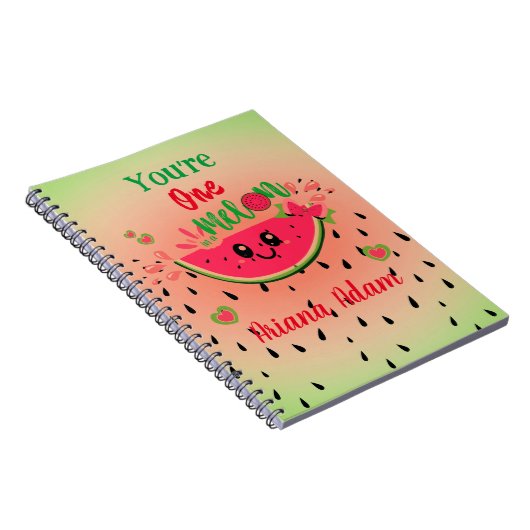 Watermelon One in A Melon Girl's Birthday Name Notizblock (Rechte Seite)