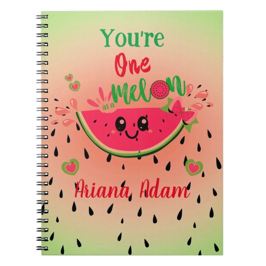 Watermelon One in A Melon Girl's Birthday Name Notizblock (Vorderseite)