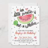 Watermelon ONE in Melon Watercolor Red Gingham Einladung (Vorderseite)