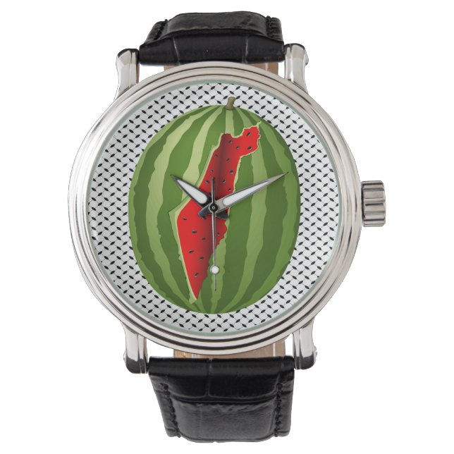 Watermelon Palestine Map Slice Armbanduhr (Vorderseite)