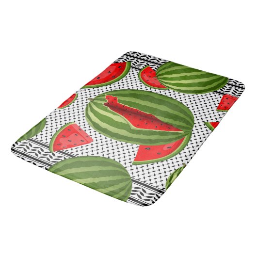 Watermelon Palestine Map Slice Badematte (Schrägansicht)