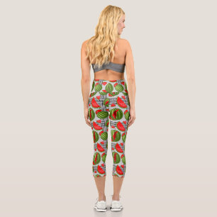 Watermelon Palestine Map Slice Capri Leggings