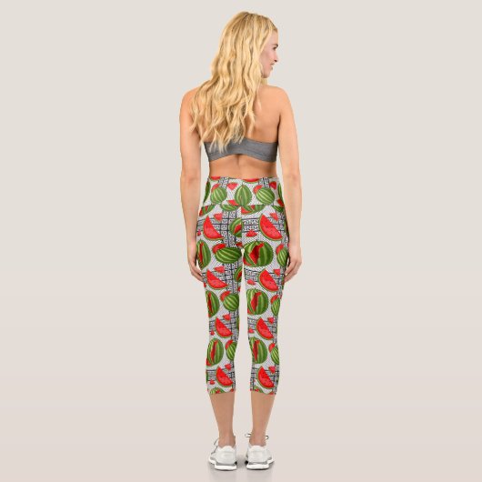 Watermelon Palestine Map Slice Capri Leggings (Rückseite)