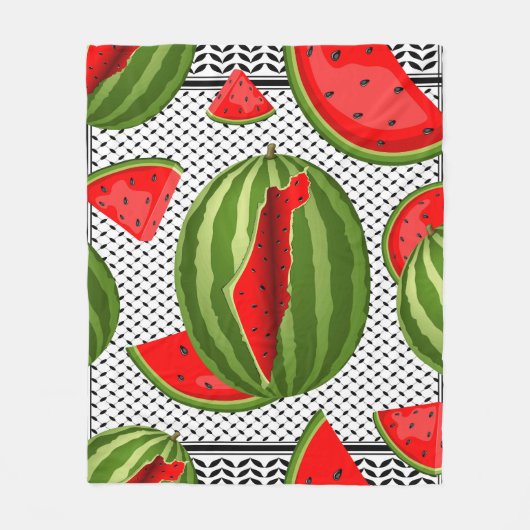 Watermelon Palestine Map Slice Fleecedecke (Vorderseite)