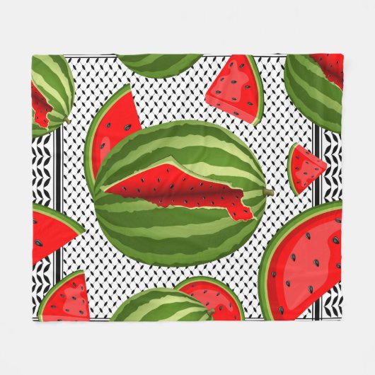 Watermelon Palestine Map Slice Fleecedecke (Vorderseite (Horizontal))