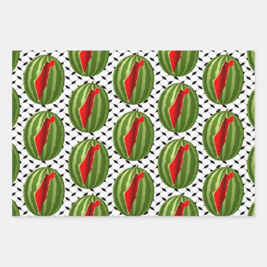 Watermelon Palestine Map Slice Geschenkpapier Set (Vorderseite)