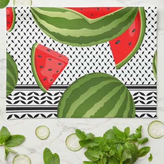 Watermelon Palestine Map Slice Geschirrtuch (Gefaltet)