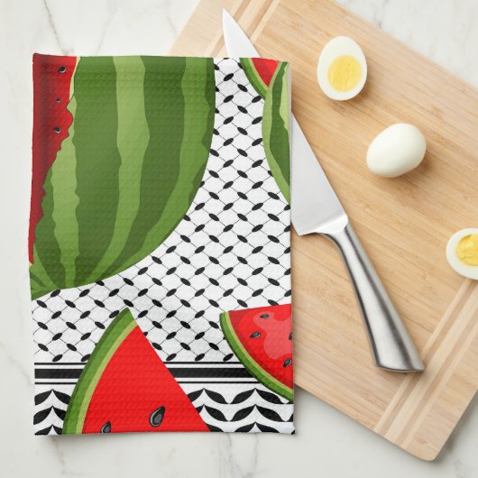 Watermelon Palestine Map Slice Geschirrtuch (Viertel Falte)